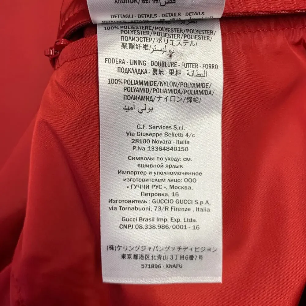 GUCCI Size 36 Black Red Color Block Lambskin Leather Varsity Jacket